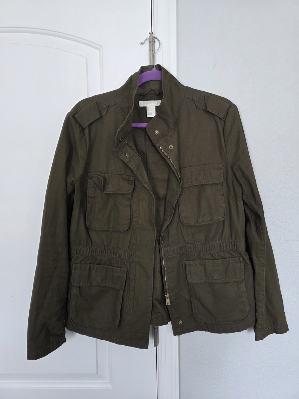 Women's Olive Utility Field Jacket - Casual Lightweight Coat